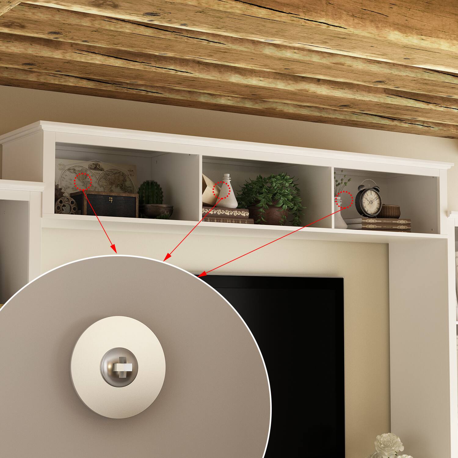 Alt View 4. Famapy - Famapy Entertainment Center for TVs Up to 70 Inches,Wall Unit with Storage Shelves & Glass Doors - White.