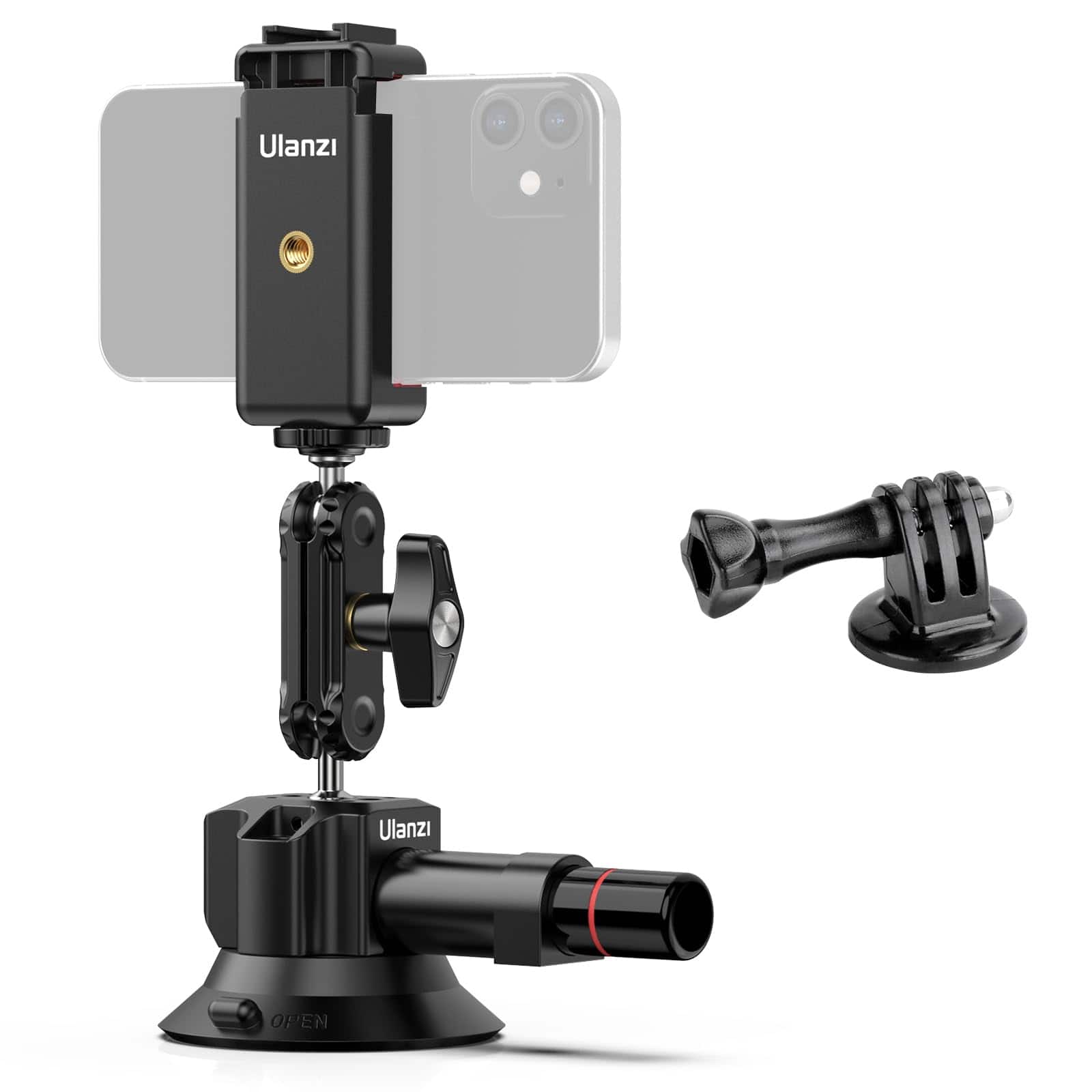 COTTAGE - Sc Suction Mount 3 For Vlogging Action Camera Car W Smartphone Clamp Compatible With Dji Pocket 3 osmo 360 - 3" SC-01 Suction Mount