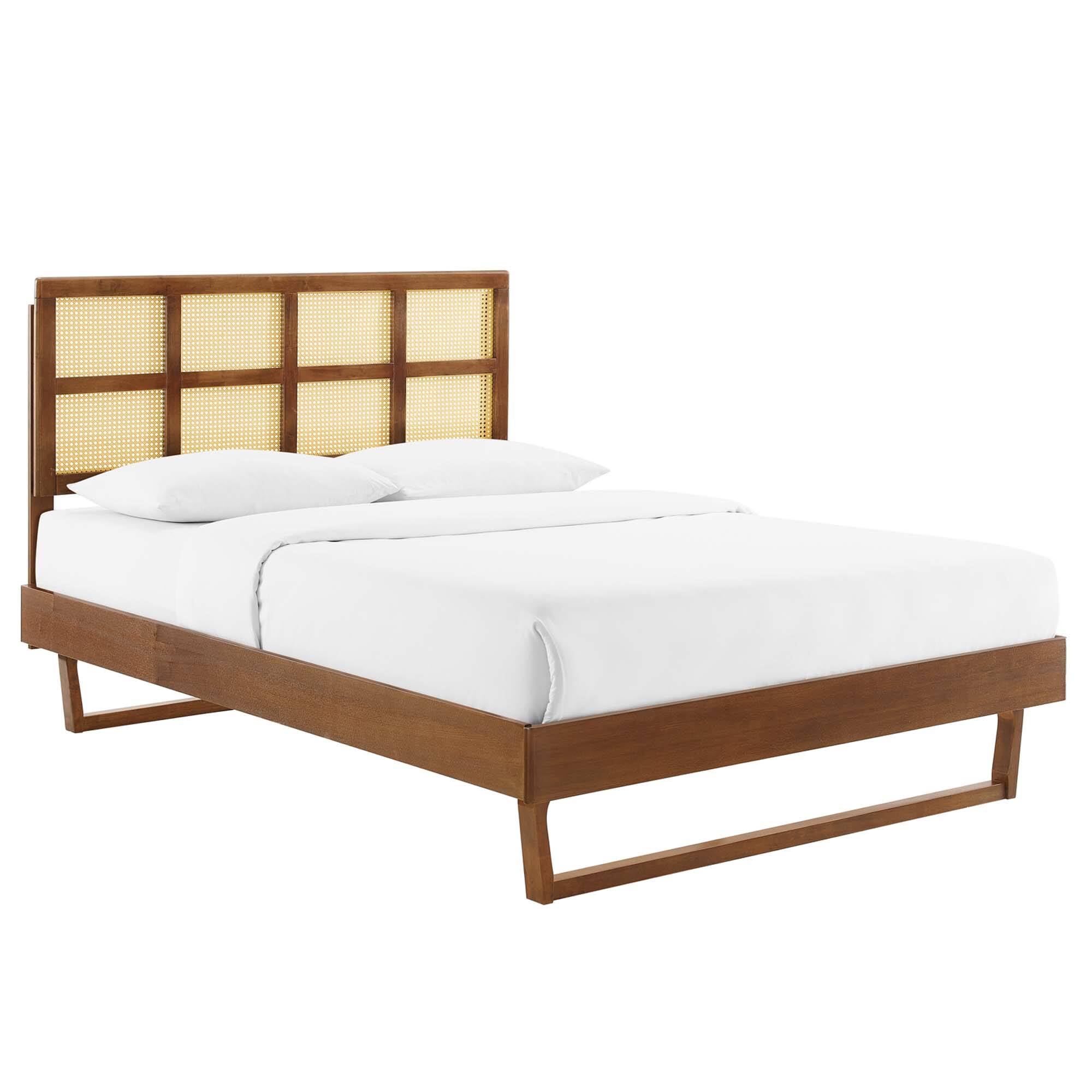 Angle. Modway - Keynote Upholstered Fabric Curved Twin Platform Bed - White.