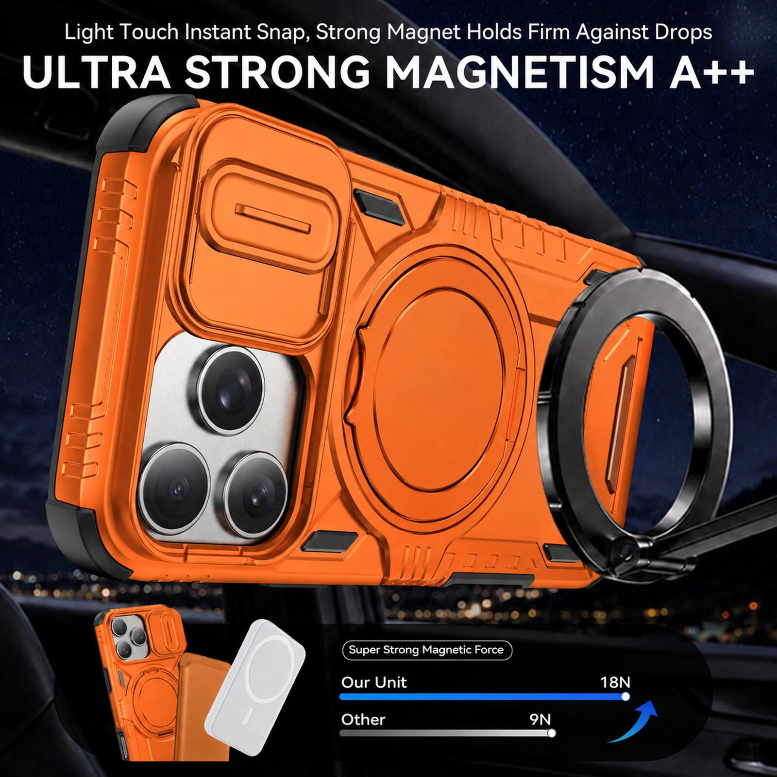 Dteck For Apple iPhone 18 Pro Rugged Case with Camera Sliding Lens ...