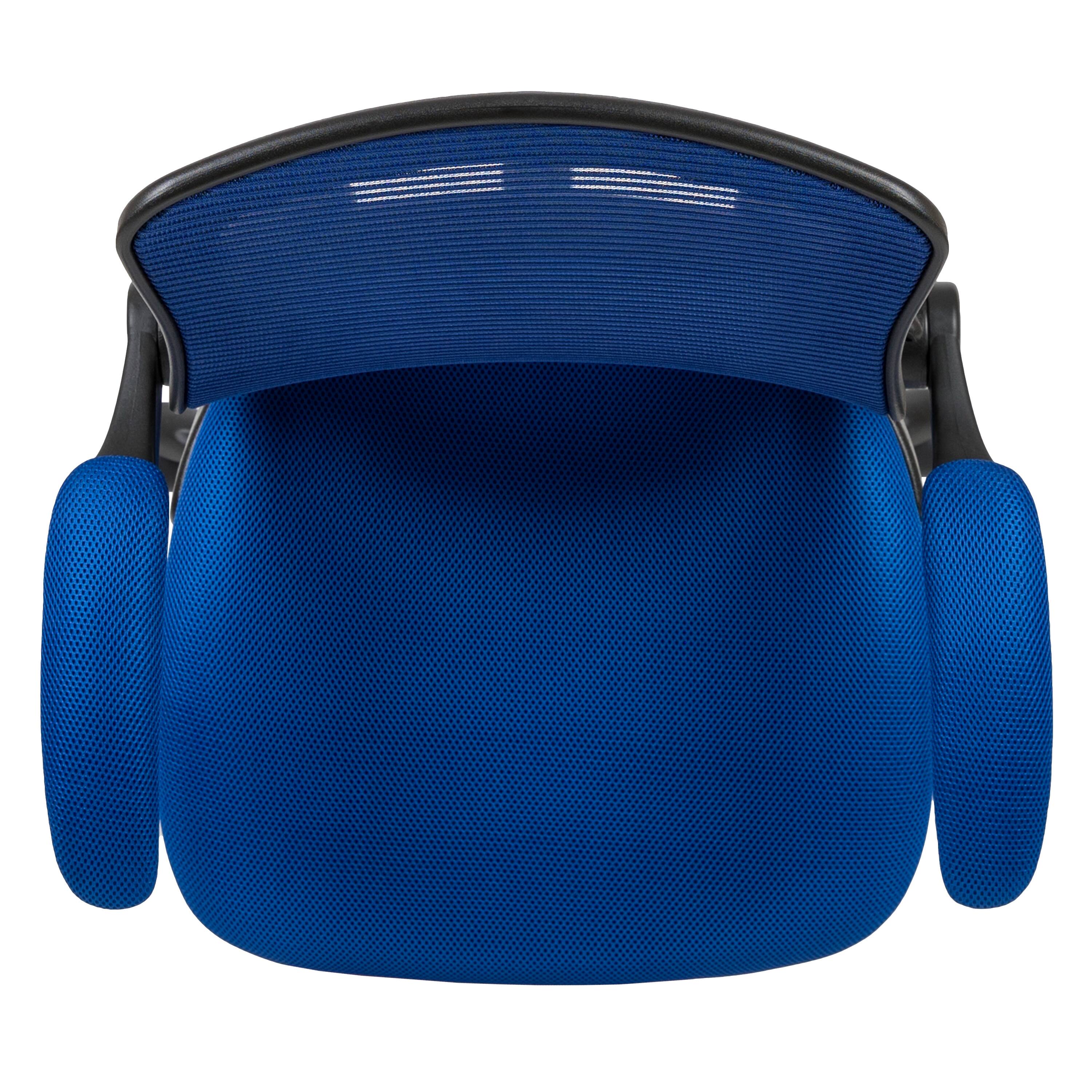 Alt View 8. Emma + Oliver - Mid-Back Mesh Ergonomic Drafting Chair with Foot Ring and Flip-Up Arms - Blue.