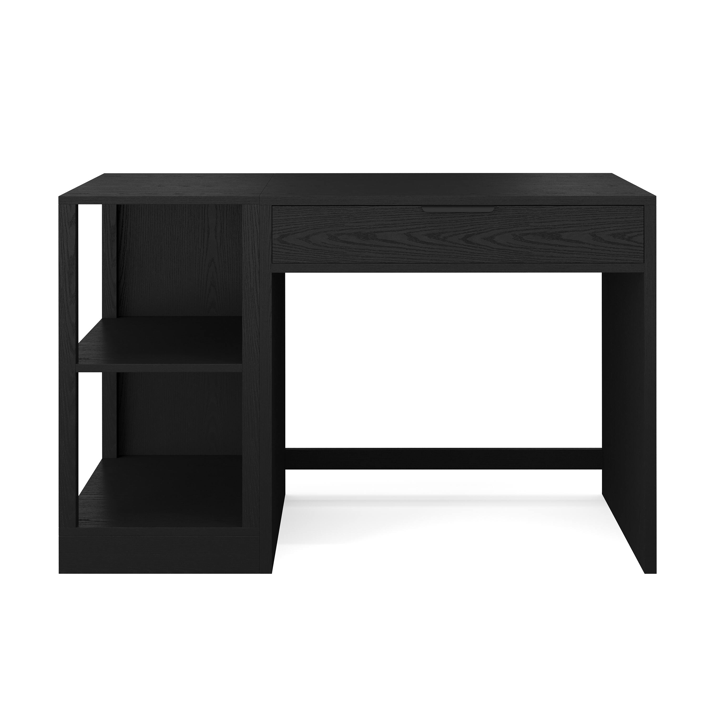 Front. Martha Stewart - Kayden Modular Single-Drawer Desk and 2 Tier Shelf - Black.