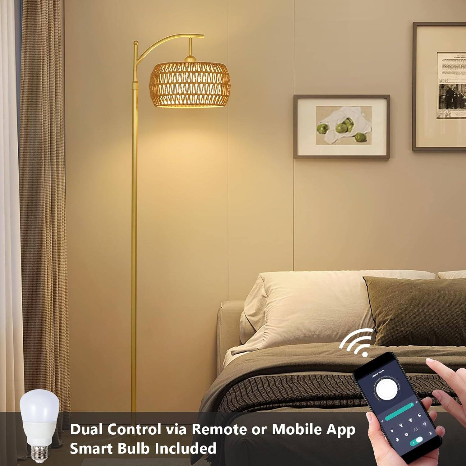 Dual Control via Remote or Mobile App  
Smart Bulb Included