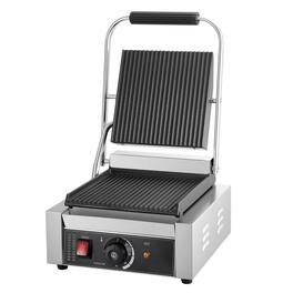 Mirfee - 1800W Panini Press, 8.8x9" Grooved Plate, Commercial Sandwich Grill with Temp Control