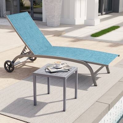 Alt View 8. Crestlive Products - Crestlive Products 2pc 16in Aluminum Patio Side Square Outdoor End Table - Gray.