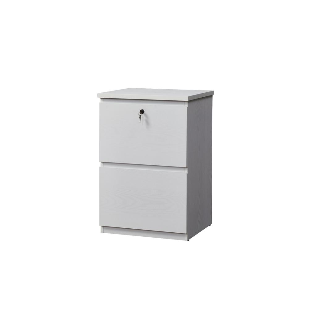 Alt View 2. KOWO - 2 Drawer Wood File Cabinet With Lock - White.