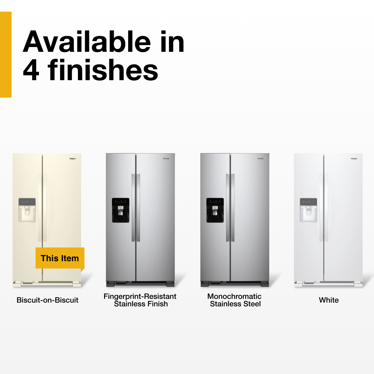 Available in 4 finishes

- Biscuit-on-Biscuit
- Fingerprint-Resistant Stainless Finish
- Monochromatic Stainless Steel
- White

This Item