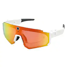 Front. PRIMEPLUS - Sports Cycling Smart Glasses with 8MP Camera Video Recording Eyeglasses Music Player AI Smart Glasses - White-Color.