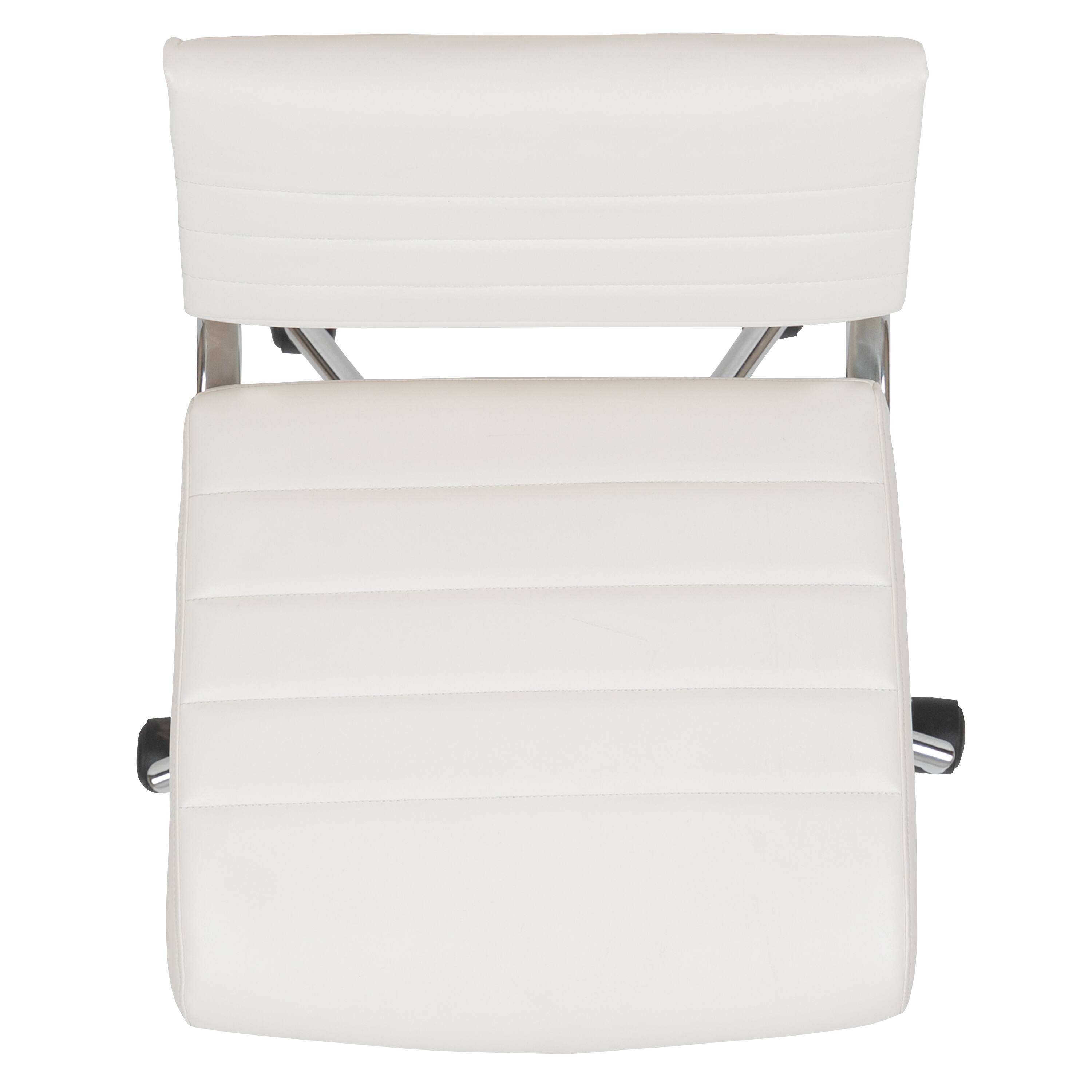 Alt View 8. Emma + Oliver - Mid-Back Armless LeatherSoft Ribbed Executive Swivel Office Chair - White.