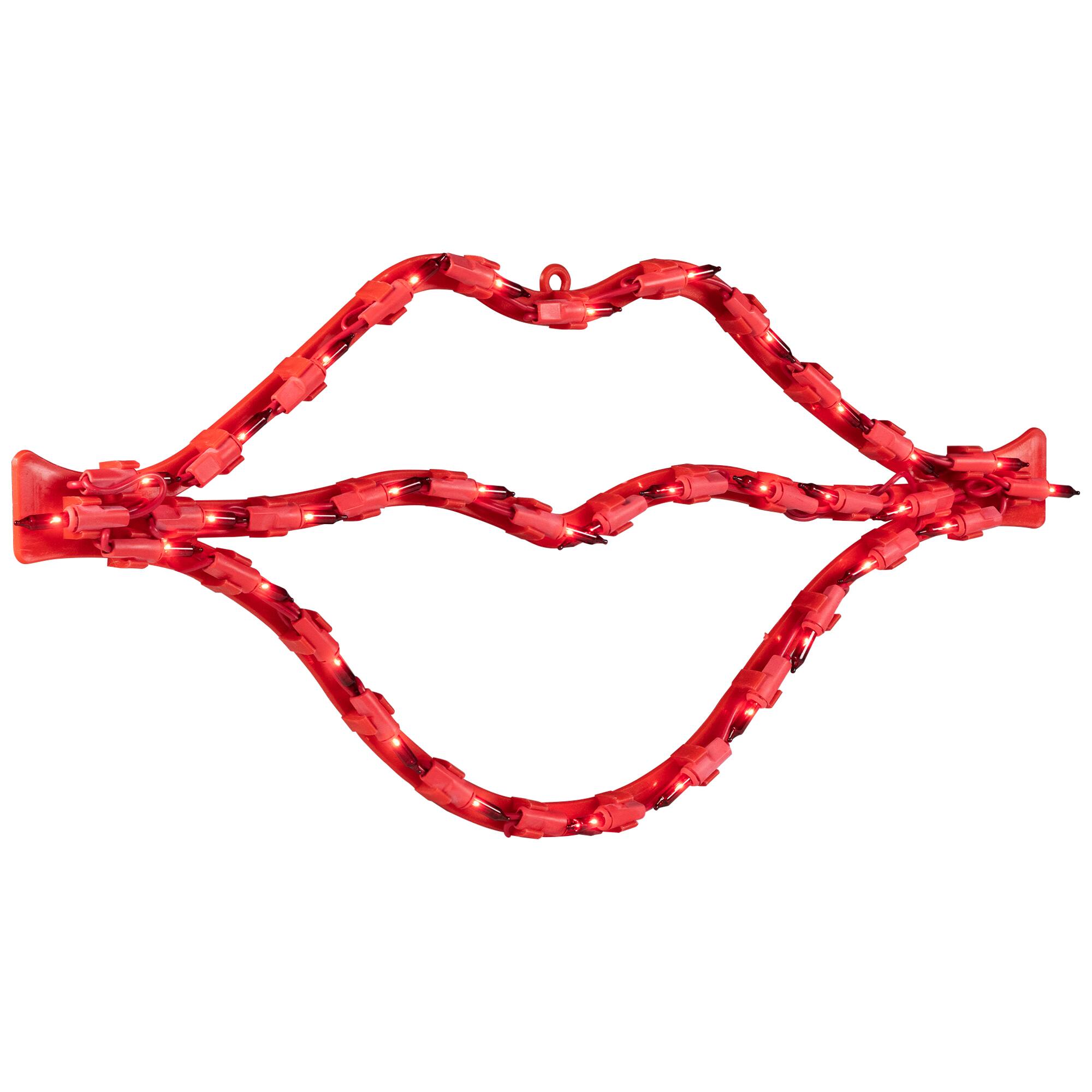 Alt View 3. Northlight - 17.5" Lighted Red Lips Valentine's Day Window Silhouette - Red.