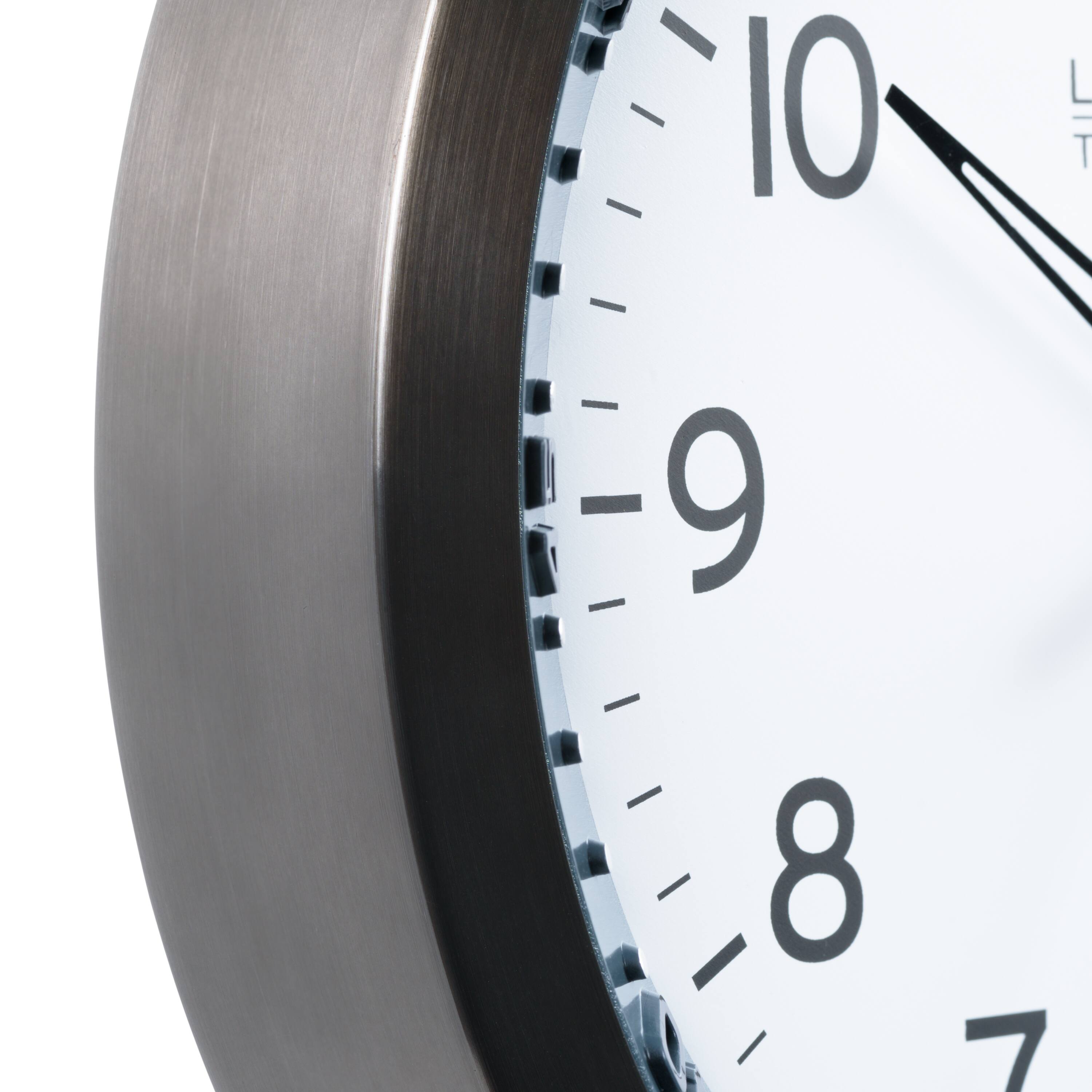 Angle. La Crosse Technology - 10 Inch Chapter Ring Stainless Steel Atomic Analog Wall Clock - Stainless Steel Black.