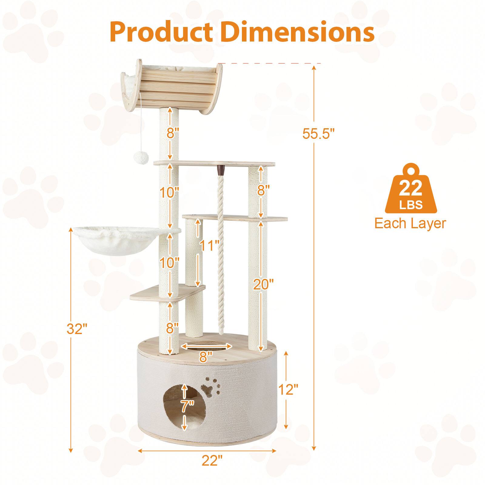 Product Dimensions  
55.5"  
32"  
22"  
20"  
12"  
8"  
10"  
11"  
7"  

Each Layer  
22 LBS