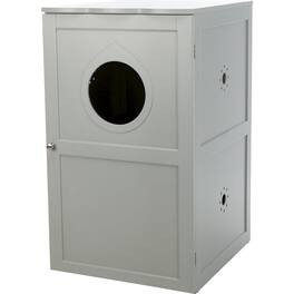 TRIXIE - 2-Story Cat Litter Box Enclosure Hidden Litter Indoor Cat Furniture Accent Table - Gray