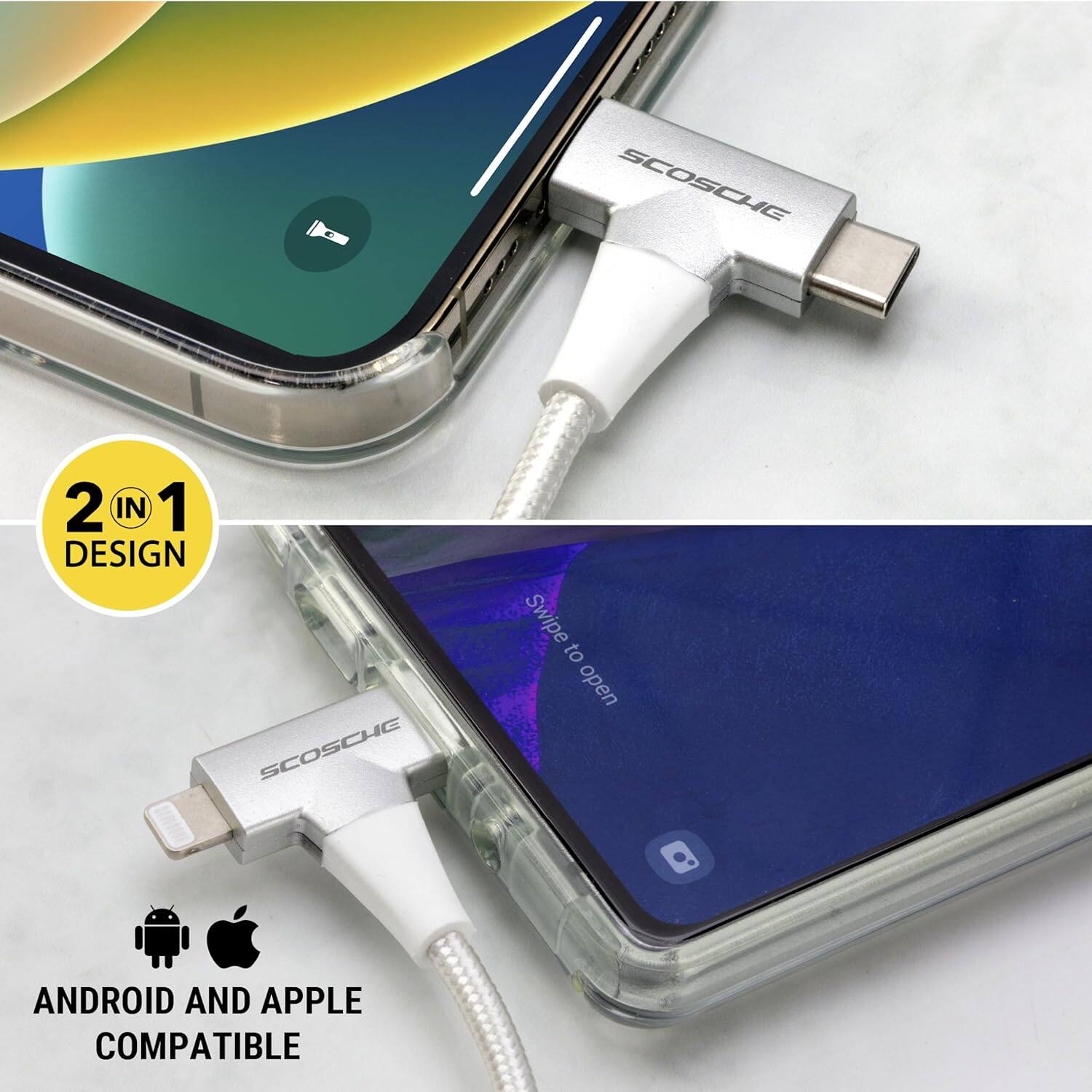 SCOSCHE  
2 IN 1 DESIGN  
Swipe to open  
ANDROID AND APPLE COMPATIBLE