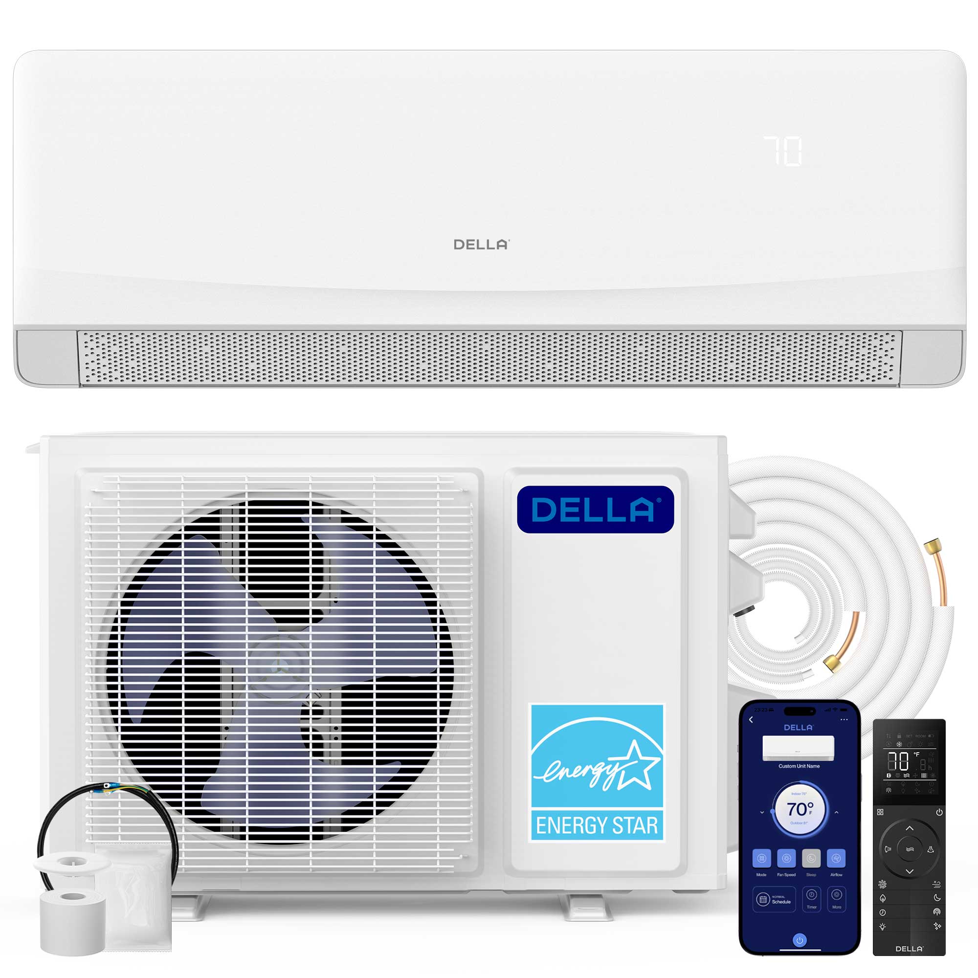 Della - Serena Cloud Air Series 9800 BTU Mini Split Ductless AC, 22 SEER2 230V, Heat Pump - White price history on PriceWatchPro