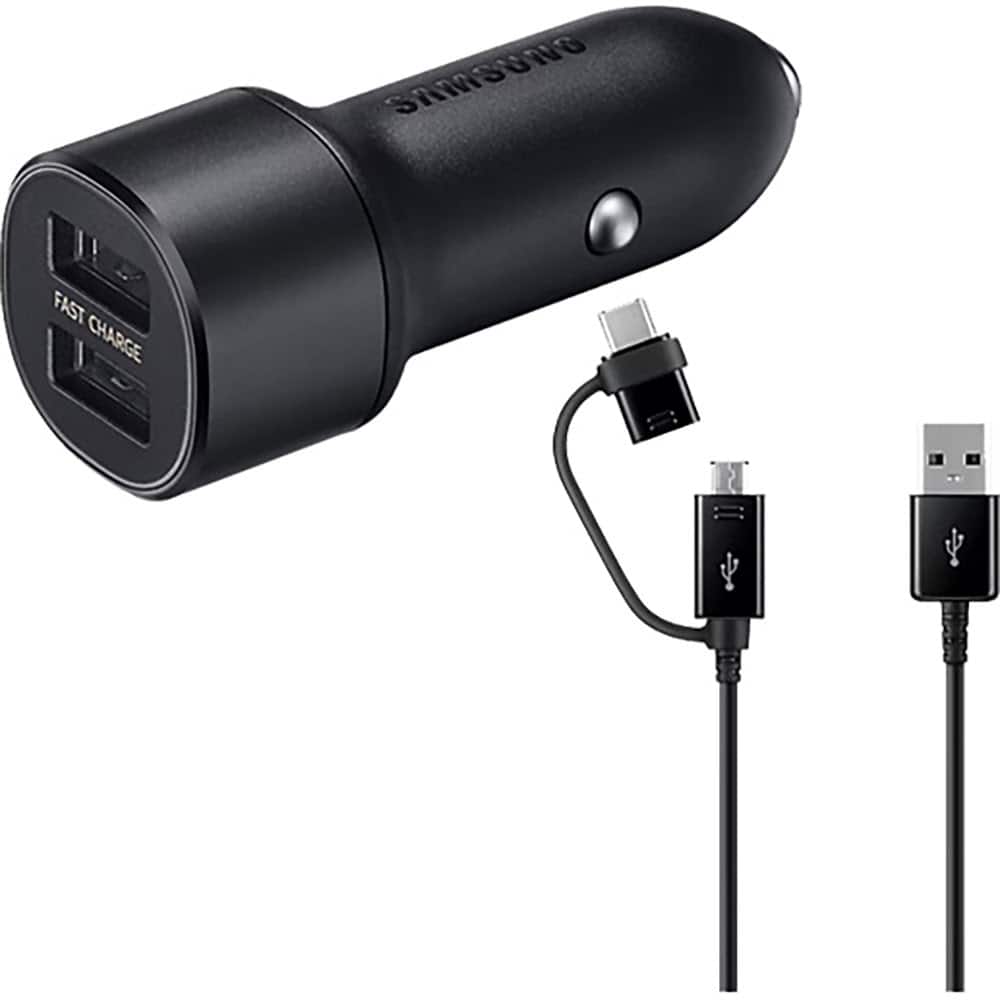 Samsung - 30W (15W+15W) Combo Dual Fast Charge Car Charger - Black