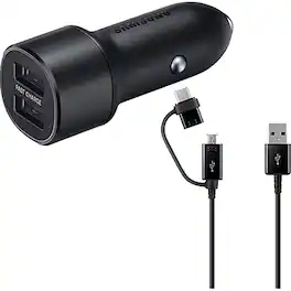 Samsung - 30W (15W+15W) Combo Dual Fast Charge Car Charger - Black