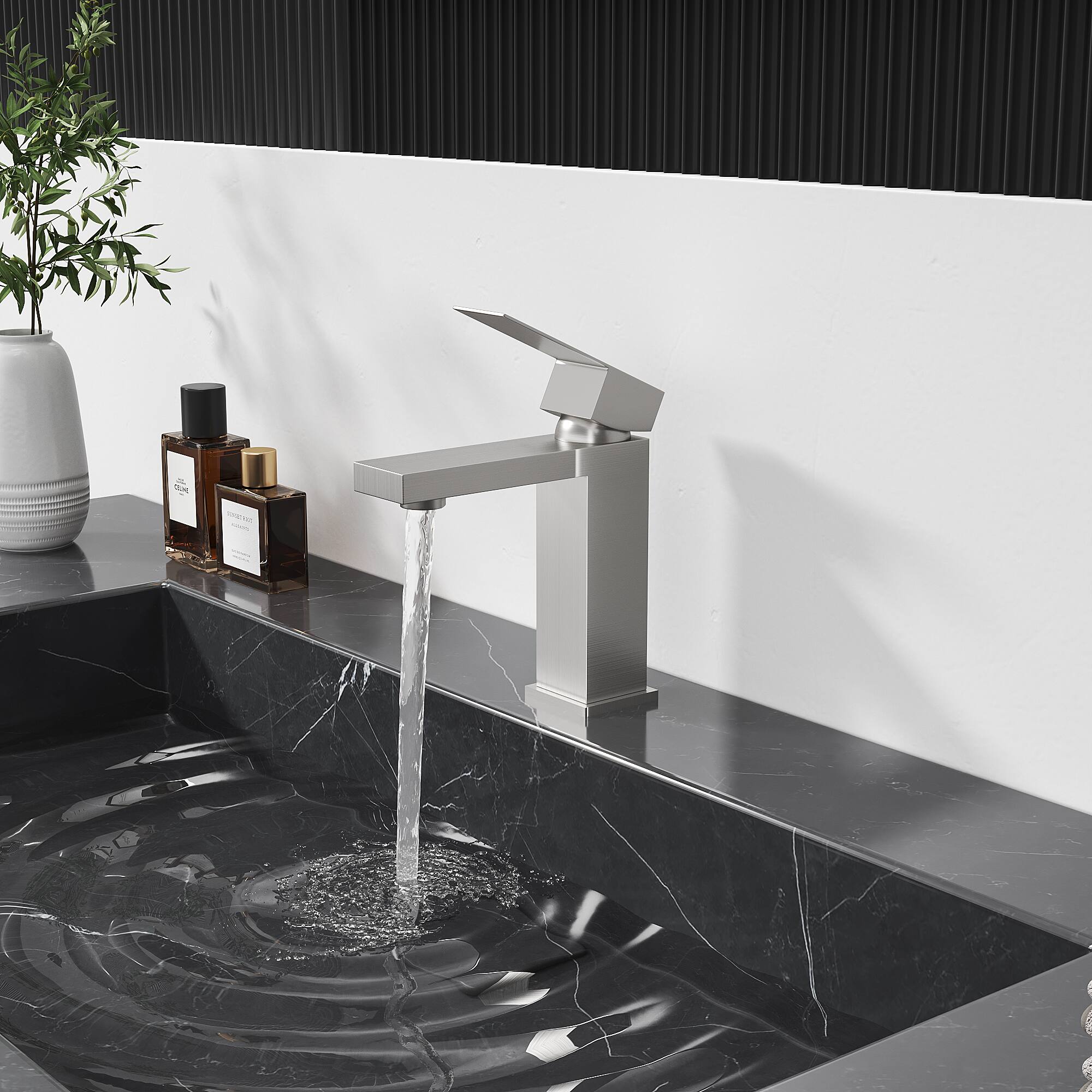 Left. Bothwa Home - Bothwa Home BF-FD101-BN 6 - Inch Felix Single Handle Bathroom Faucet in Brushed Nickel Finish - Brushed Nickel.