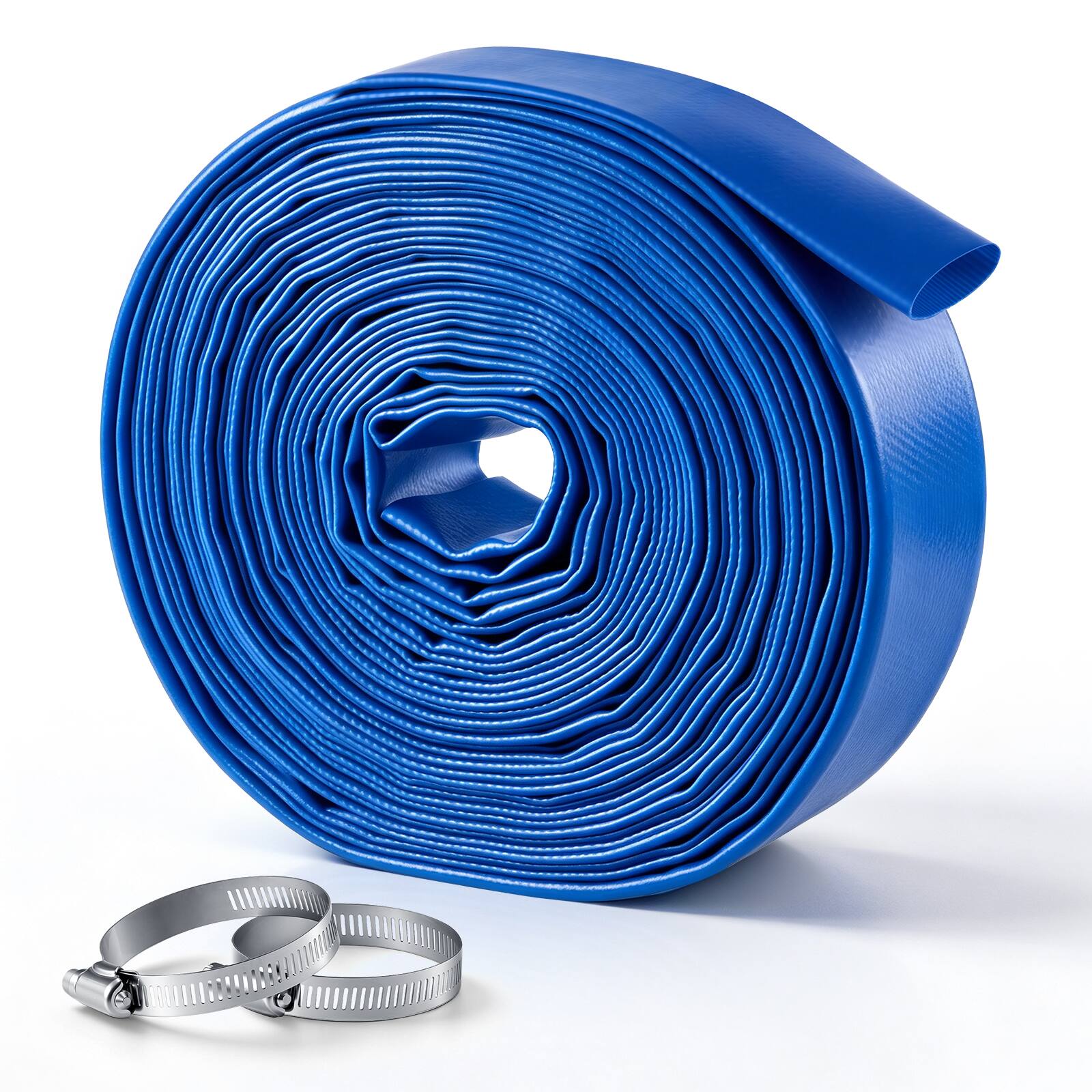 Front. VEVOR - Discharge Hose 1-1/2" x 50 ft PVC Lay Flat Backwash Water Pump Hose,for Swimming Pool Sand Filter & Sump Pump,Heavy Duty - Blue.