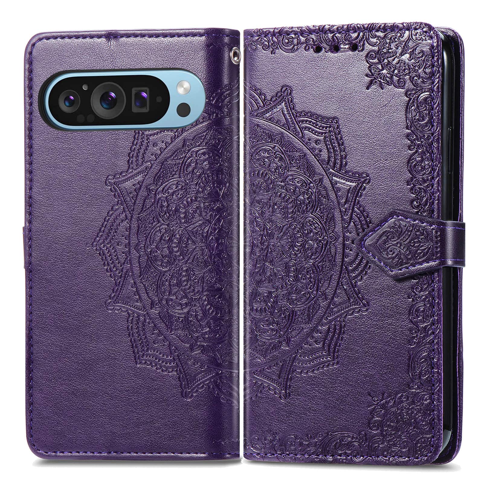 Dteck - Magnetic Embossed Case For Google Pixel 10 Pro XL, Shockproof Card Slots Stand PU Leather Flip Protective Cover - Purple price history on PriceWatchPro