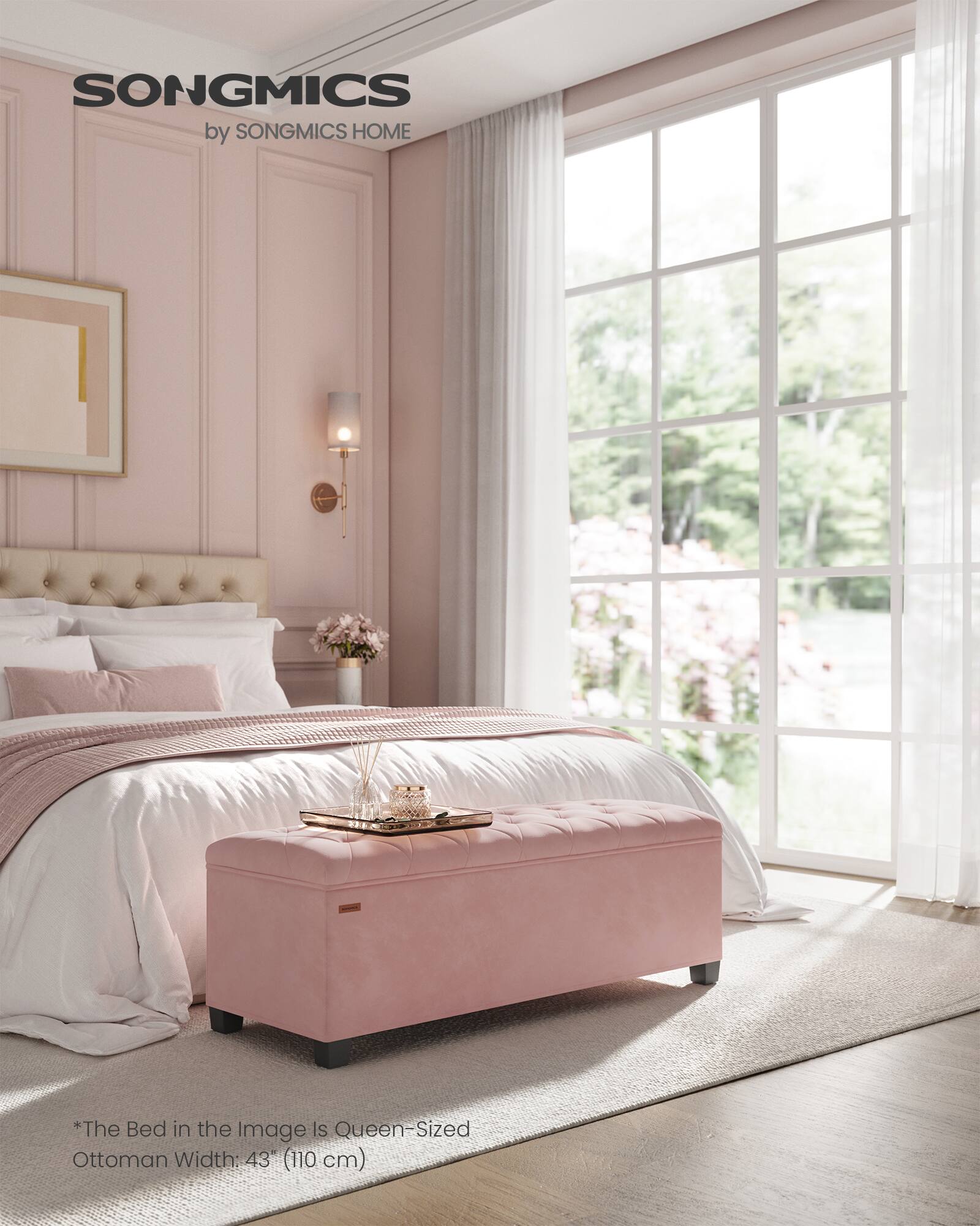 SONGMICS  
by SONGMICS HOME  

*The Bed in the Image Is Queen-Sized Ottoman Width: 43" (110 cm)