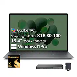 Dell - Upgraded - XPS 13.4" 2.5K Touch Laptop,Snapdragon X Elite,16GB RAM,1TB SSD+1TB Dock,Backlit,Fingerprint,Win 11 Pro - Graphite