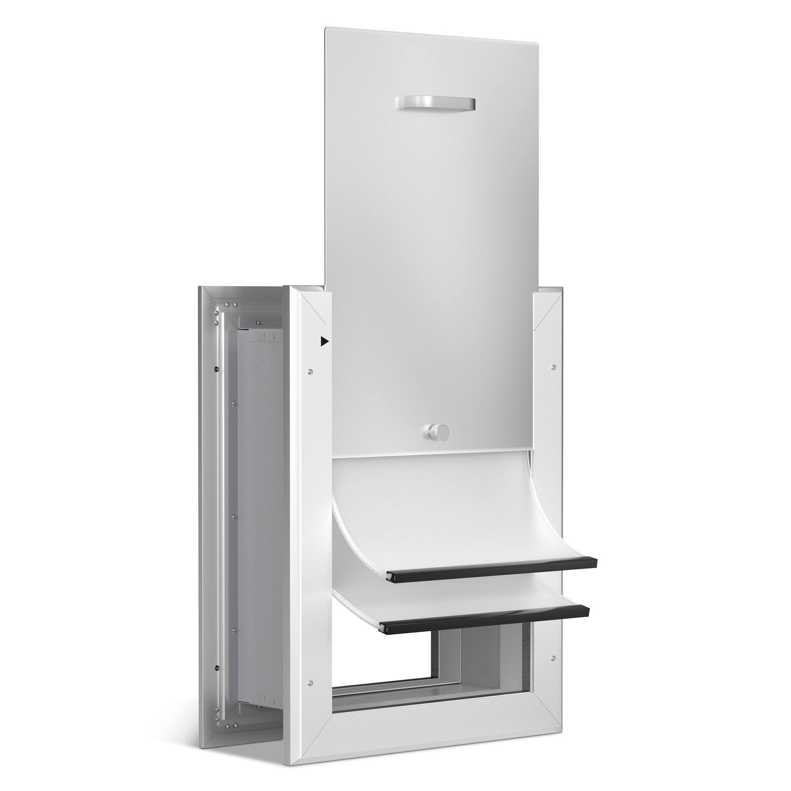 Alt View 9. Ownpets - Lockable Double Flaps Aluminum Anti-Rust Telescoping Pet Door for Small to Large Dogs - Silver.