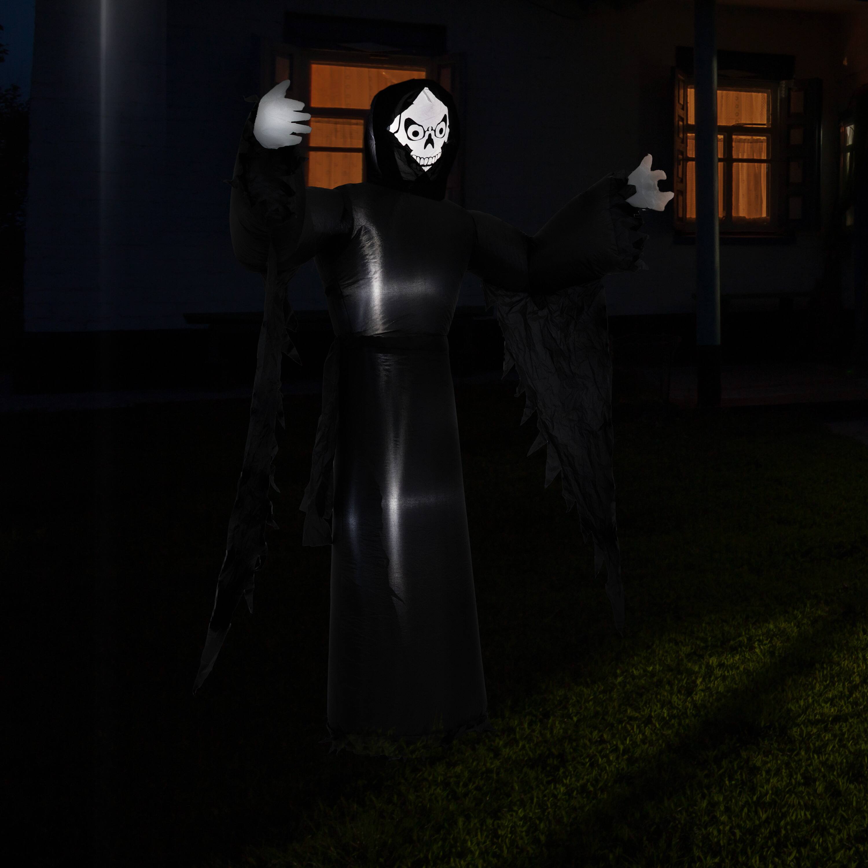 Alt View 8. Sunnydaze - 7 ft Grisly Grim Reaper Outdoor Inflatable Halloween Decoration - Black.