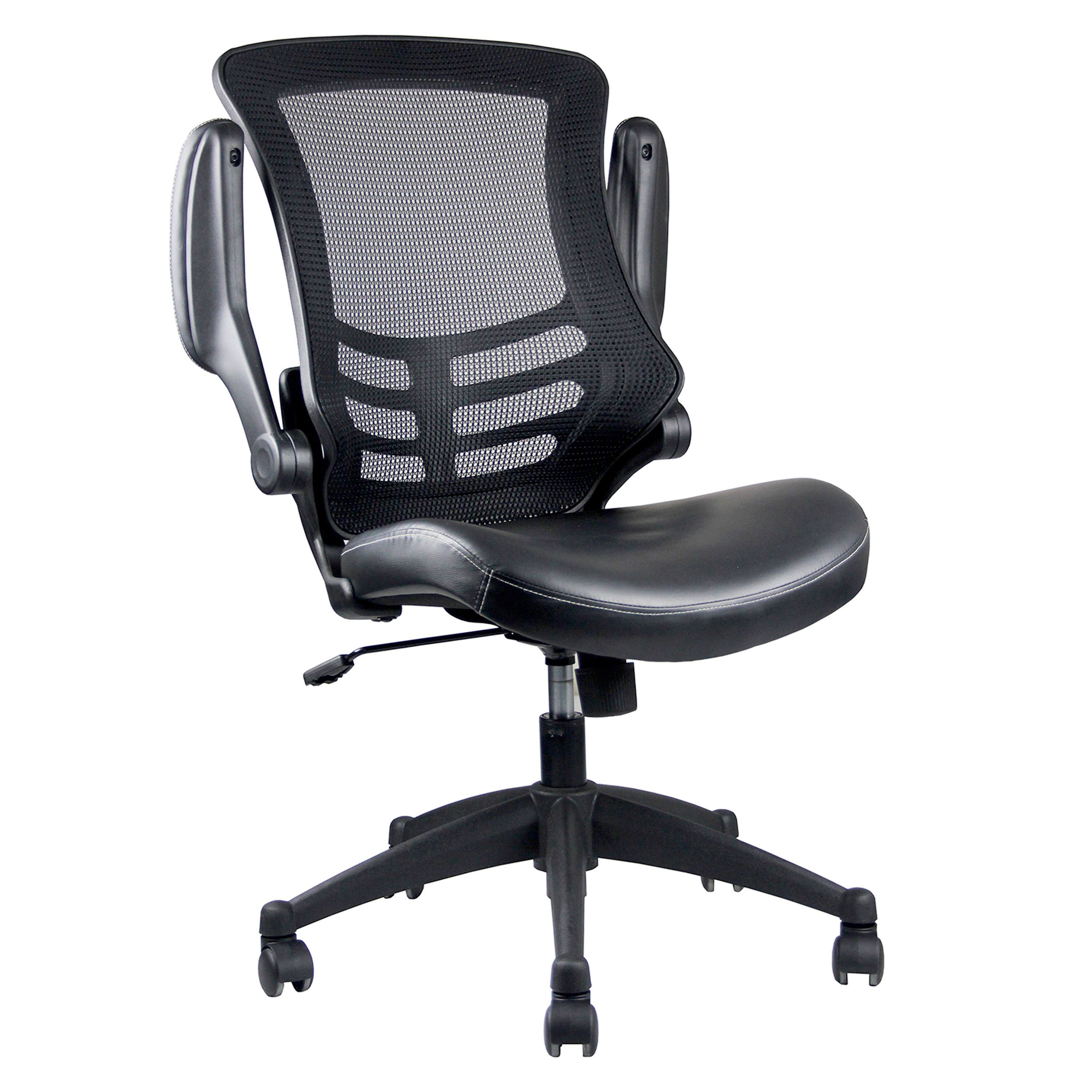 Alt View 1. Spaco - Spaco Executive Office Chair with Mid Back Mesh, Adjustable Lumbar Support and Flip Up Arms, for Home Office - Black.