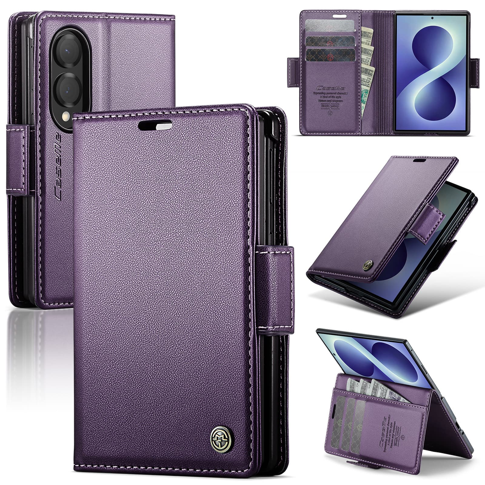 UUCOVER - For Samsung Galaxy Z Fold8 Wide PU Leather Wallet Case with RFID Blocking Card Holder Cash Slot, Magnetic Folio Cover - Purple price history on PriceWatchPro