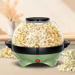 KEINVE - Popcorn Machine, 6-Quart Popcorn Popper maker, Nonstick Plate, Electric Stirring with Quick-Heat Technology, Cool Touch - Green