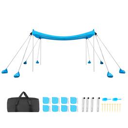 VEVOR - Beach Tent Sun Shelter, UPF50+ Sun Protection, 6.6 ft Tall, 10x10 ft, Easy Pop Up Beach Canopy with 8 Sandbags - Blue