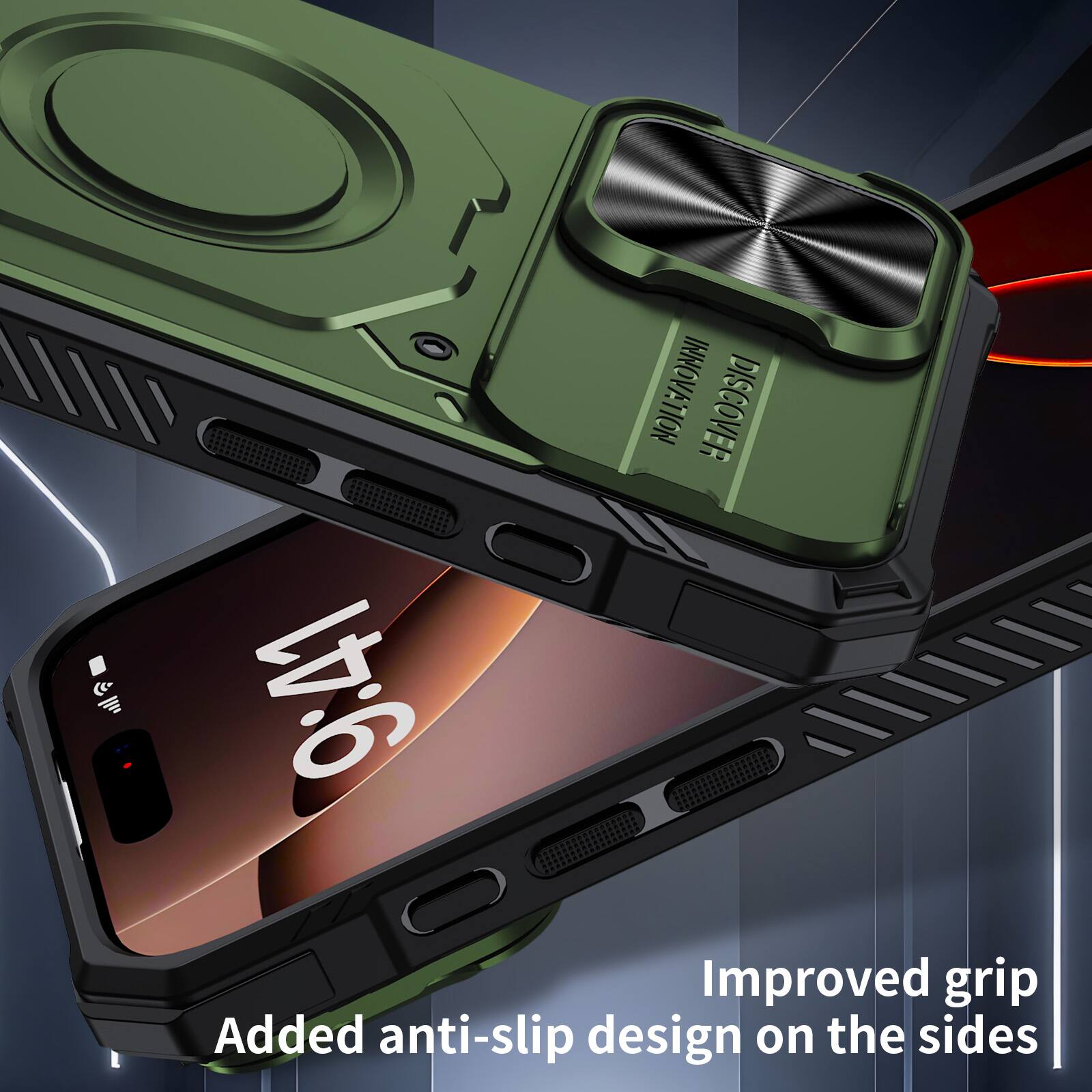 9:41 INNOVATION DISCOVER

Improved grip
Added anti-slip design on the sides