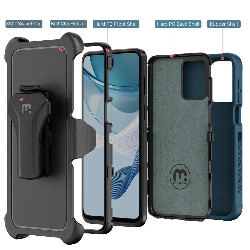 360° Swivel Clip, Belt Clip Holster, Hard PC Front Shell, Hard PC Back Shell, Rubber Shell, MYBAT PRO 023-31N1