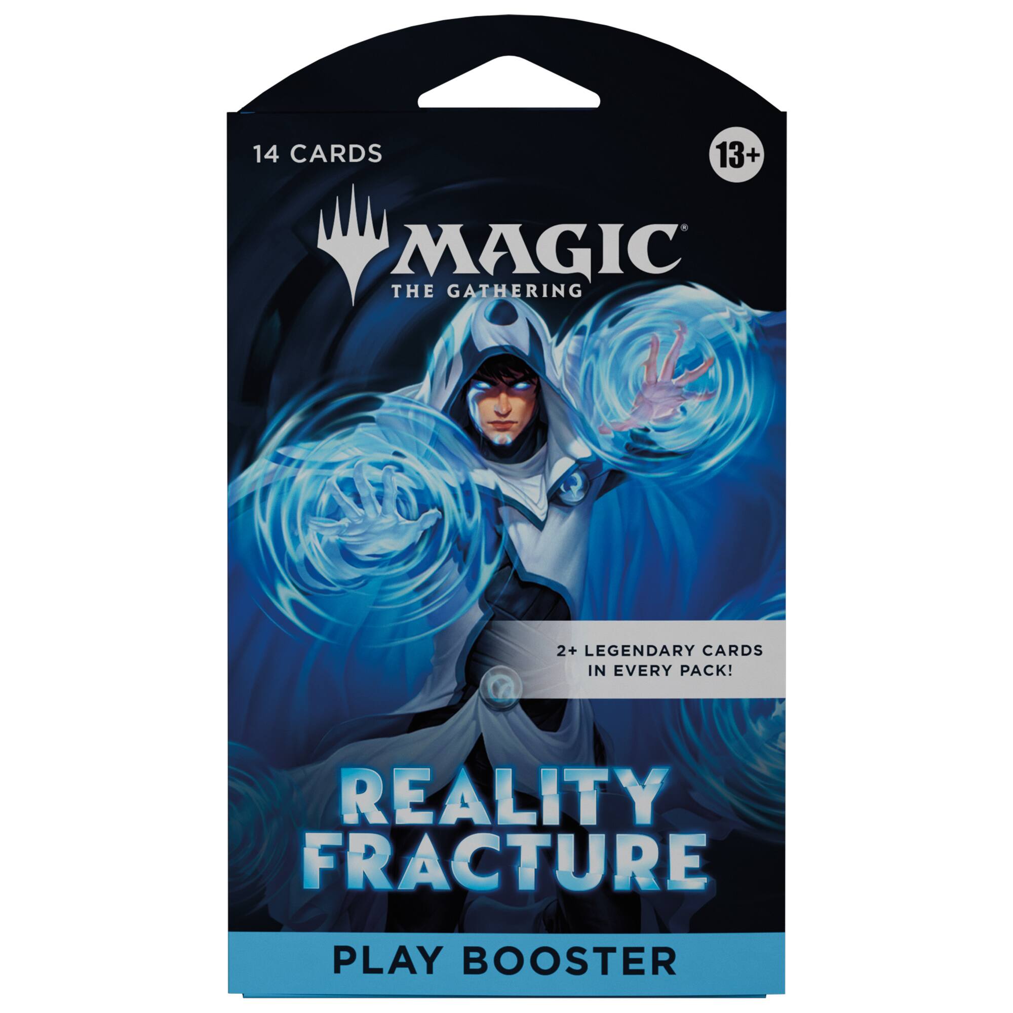 14 CARDS  
13+ MAGIC THE GATHERING  
2+ LEGENDARY CARDS IN EVERY PACK!  
REALITY FRACTURE  
PLAY BOOSTER