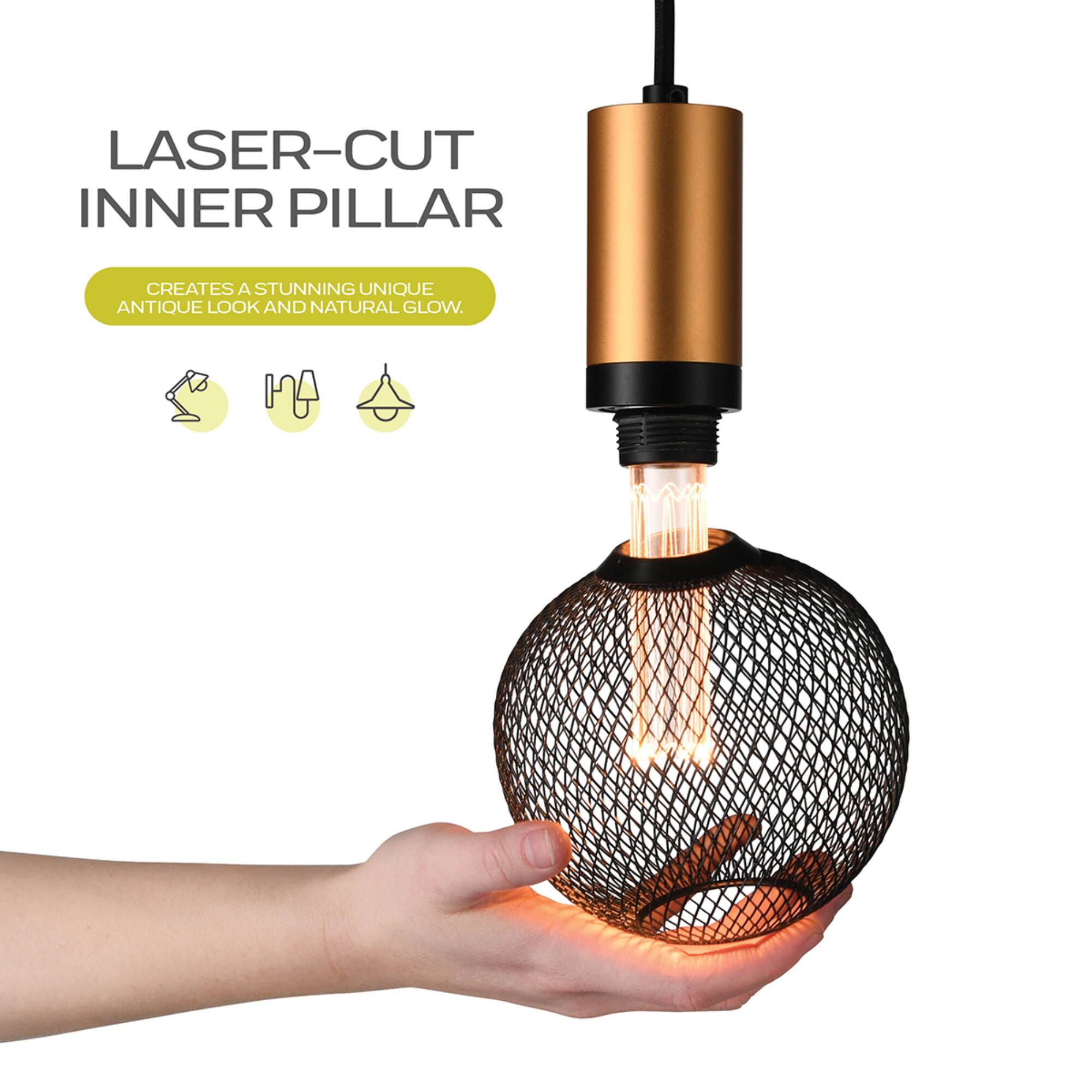 LASER-CUT INNER PILLAR
CREATES A STUNNING UNIQUE ANTIQUE LOOK AND NATURAL GLOW.