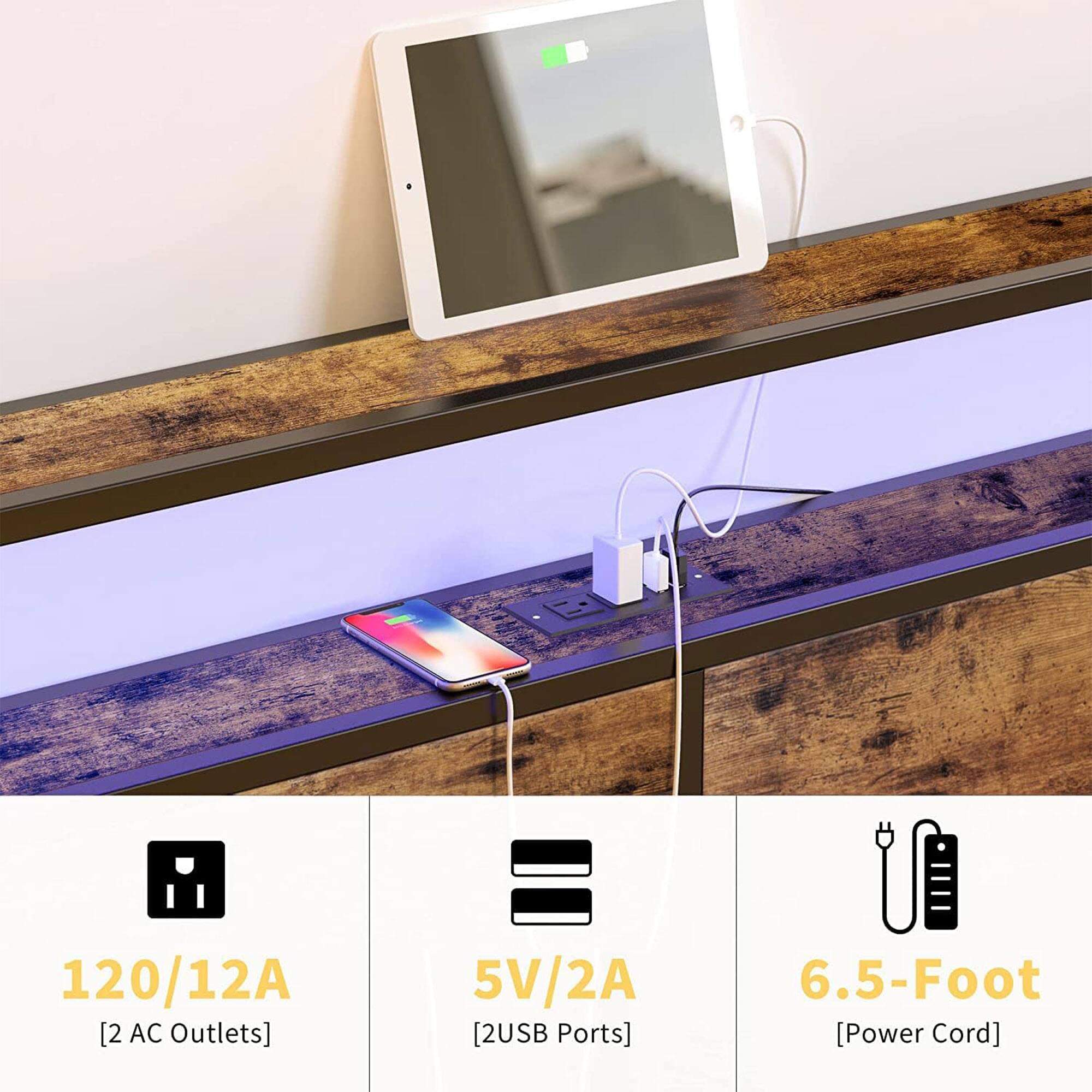 120/12A [2 AC Outlets]  
5V/2A [2 USB Ports]  
6.5-Foot [Power Cord]