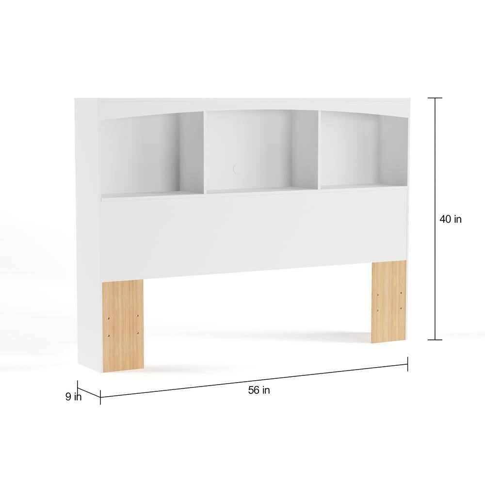 Alt View 1. Hivvago - Full size Modern Farmhouse Bookcase Headboard in White Wood Finish - White.