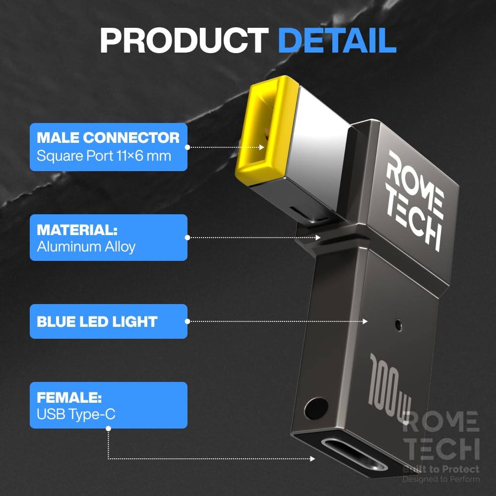RomeTech USB C to DC Adapter, Type C to DC with Built in PD and E Mark ...