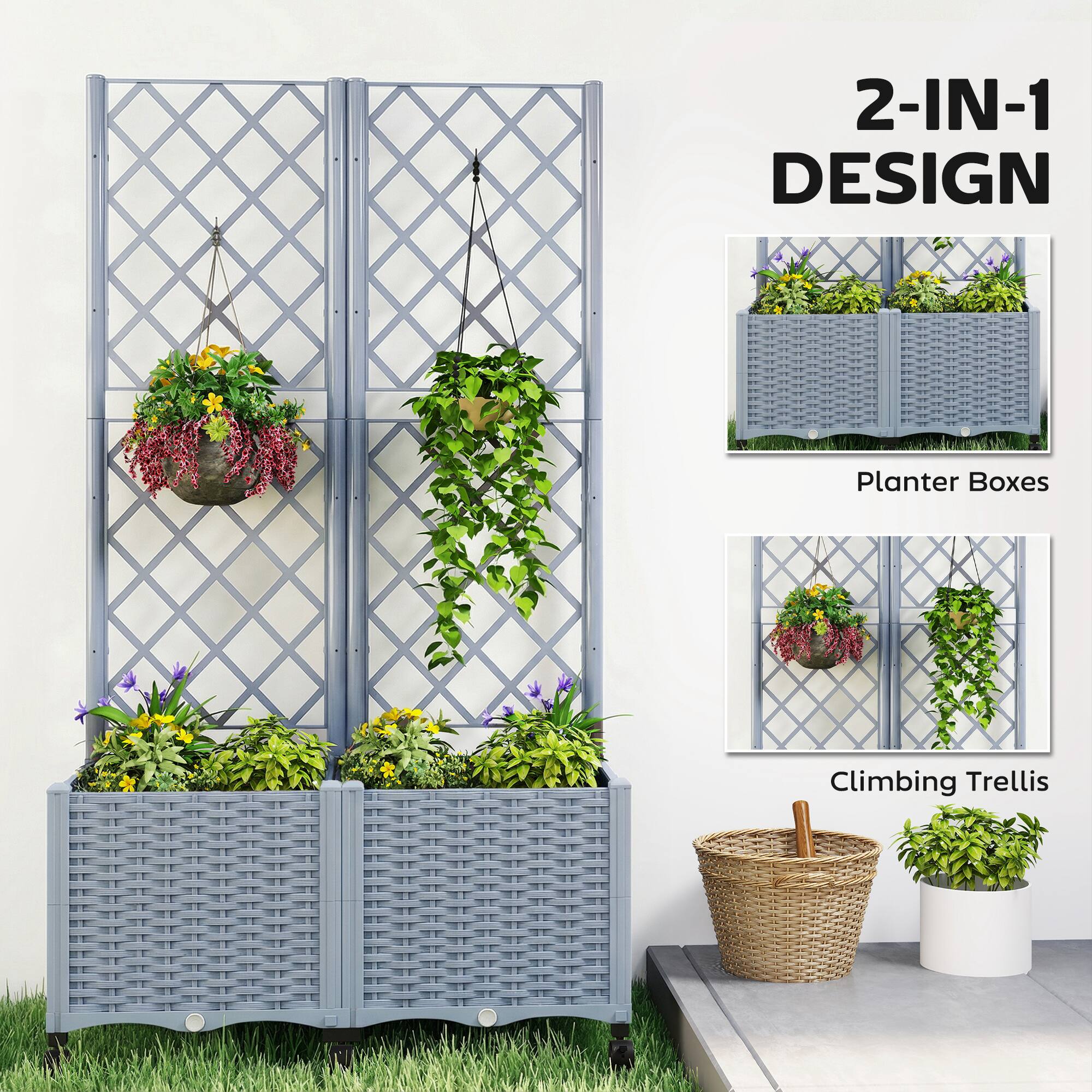 2-IN-1 DESIGN  
Planter Boxes  
Climbing Trellis