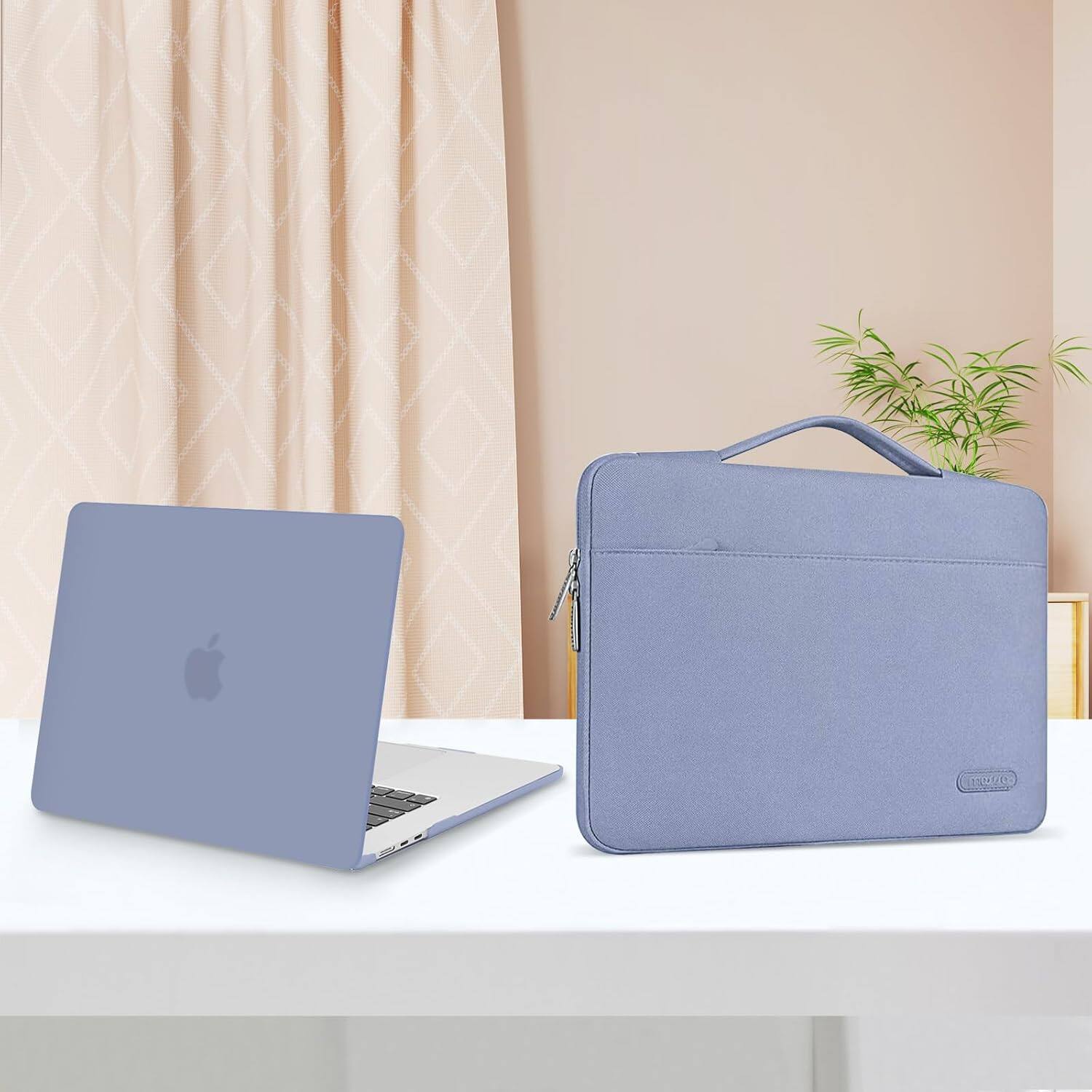 Alt View 3. mosiso - 5in1 Kit for MacBook Air 15 inch Case M5 M4 M3 M2 2026-2023, Hard Shell&Sleeve&Keyboard Skin&Webcam Cover&Screen Film - Lavender Gray.