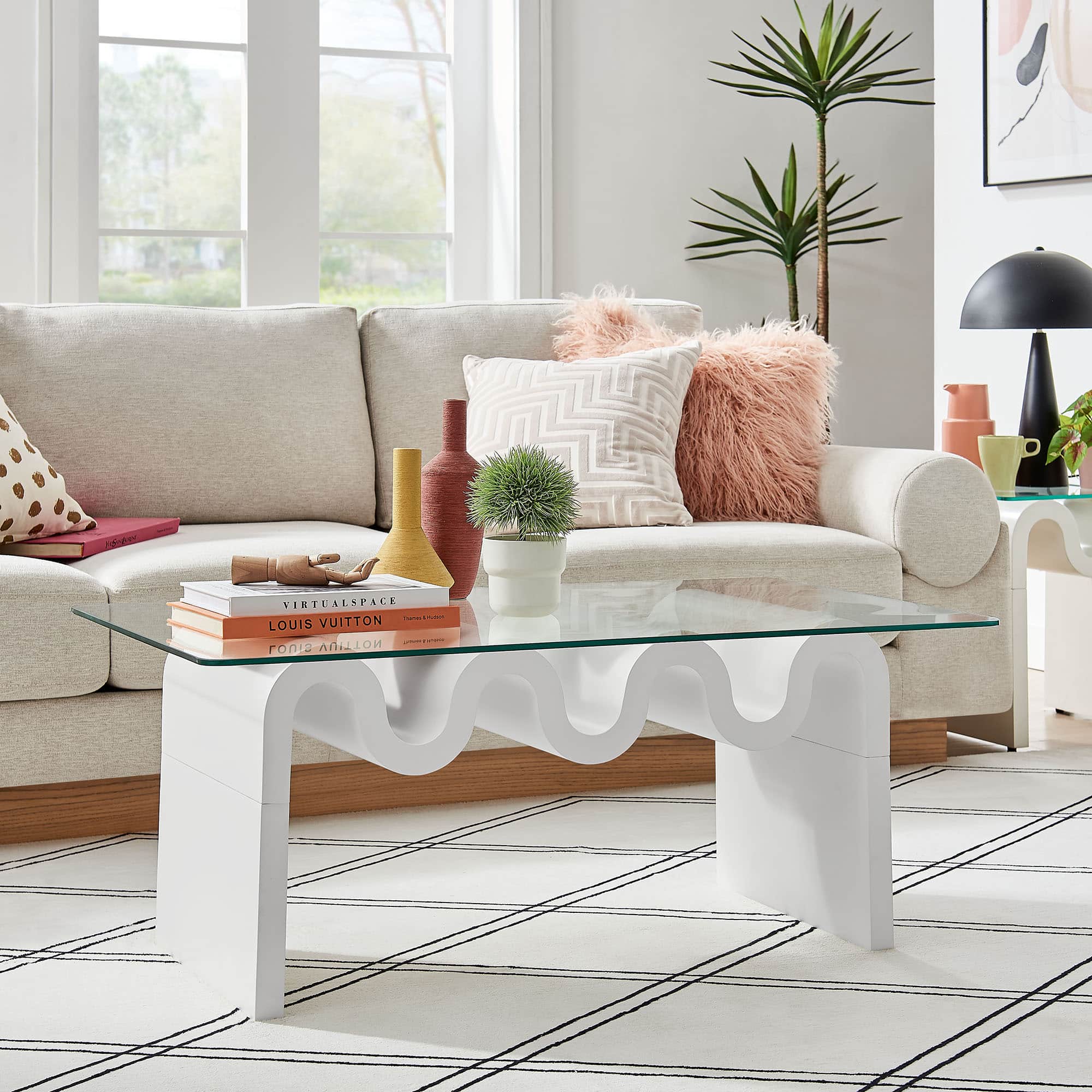 Ondine Glass Top Coffee Table by Modway - White