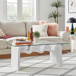 Ondine Glass Top Coffee Table by Modway - White