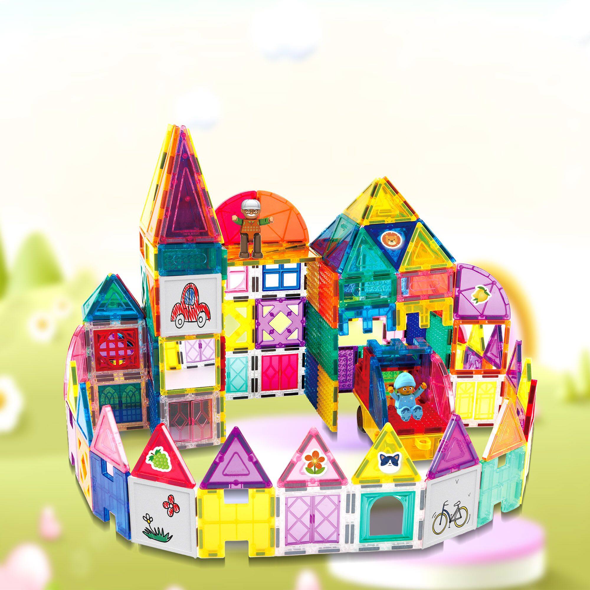 Alt View 5. PicassoTiles - Magnetic Tiles for Kids, 350PCS STEM Construction Building Blocks Set, Educational Toy, Creative Learning Gift.