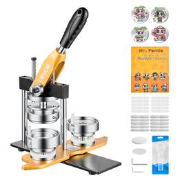 VEVOR - Button Maker Machine, 2.25" / 58 mm, Solid Metal Pin Maker with 100pcs Button Parts, Circle Cutter and Magic Book - Silver;Gold