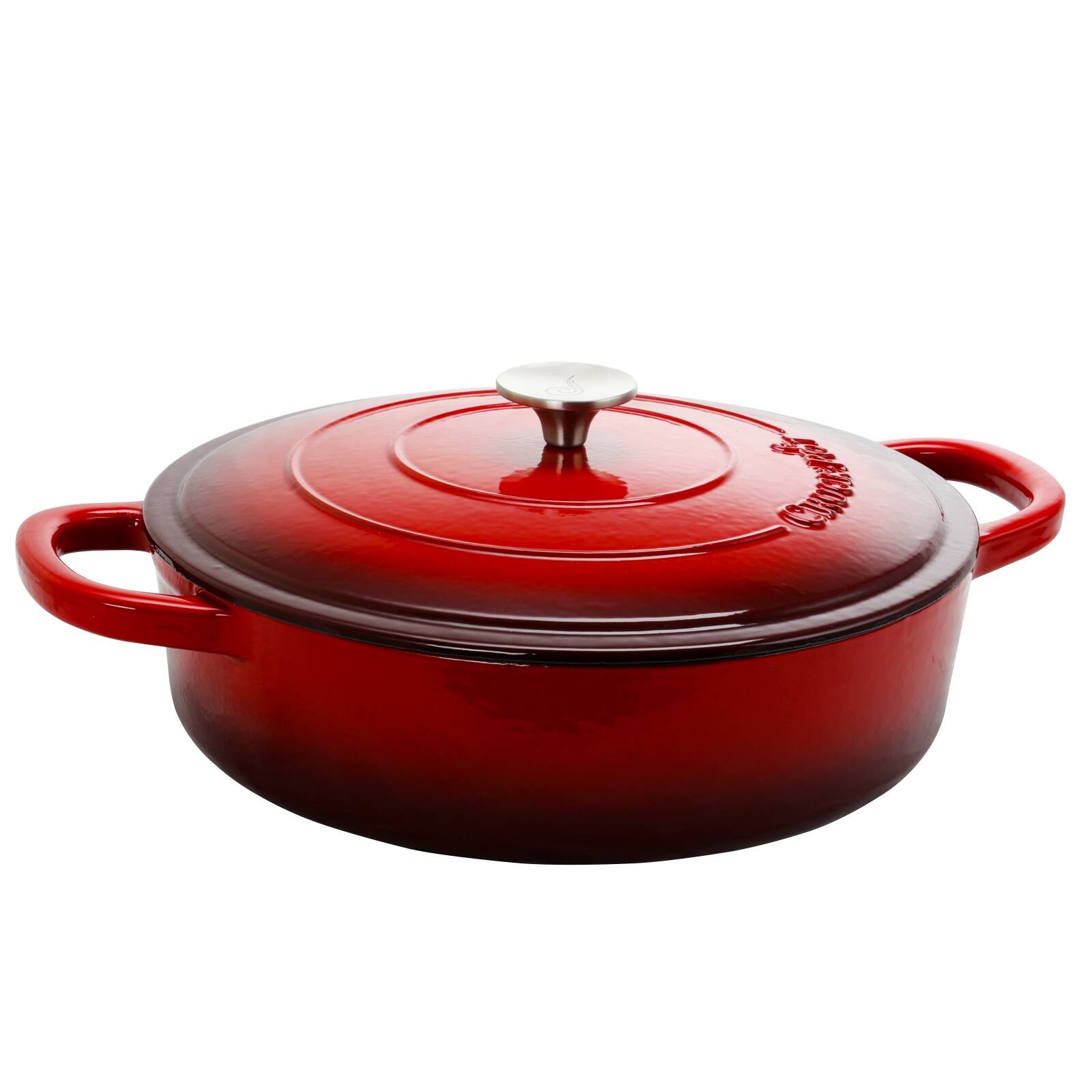 Alt View 5. Crock-Pot - Crock Pot Artisan Enameled Cast Iron 5 Quart Round Braiser Pan with Self Basting Lid in Scarlet Red - Scarlet Red.