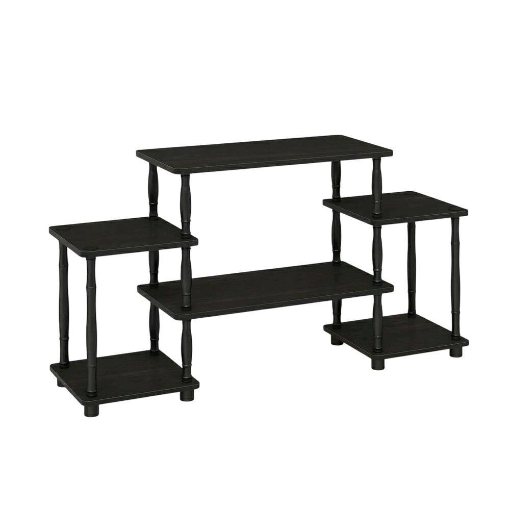 FurniFact - Espresso and Black Entertainment Center with Bamboo Tubes - Espresso/Black