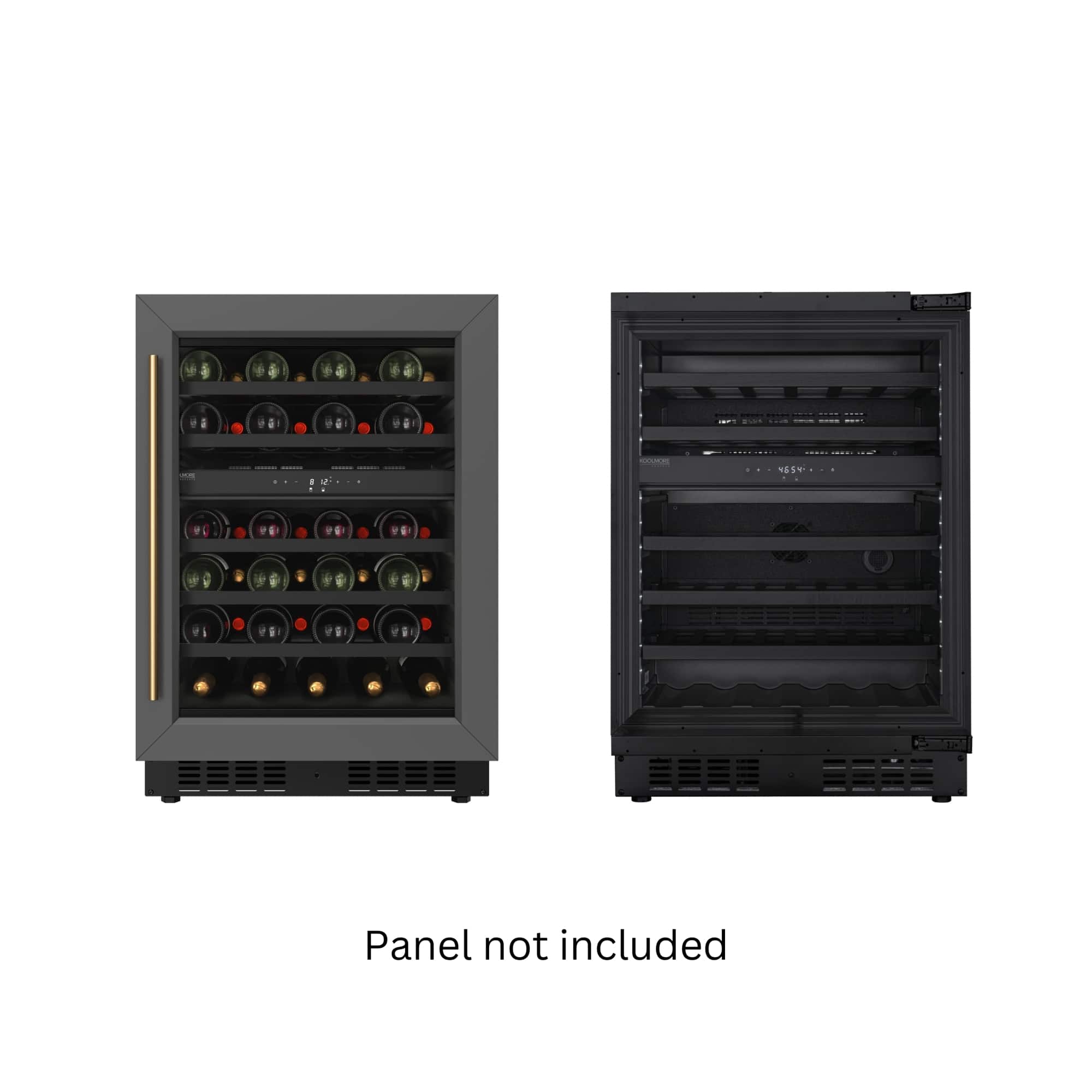 Koolmore - Reserve 24 in. Under-Counter Panel Ready Dual Zone Built-in Wine Cooler with Shelves, 45 Bottle Capacity - Black