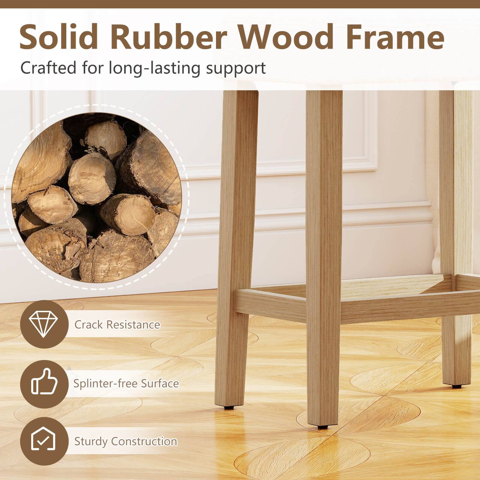 Solid Rubber Wood Frame  
Crafted for long-lasting support  

- Crack Resistance  
- Splinter-free Surface  
- Sturdy Construction