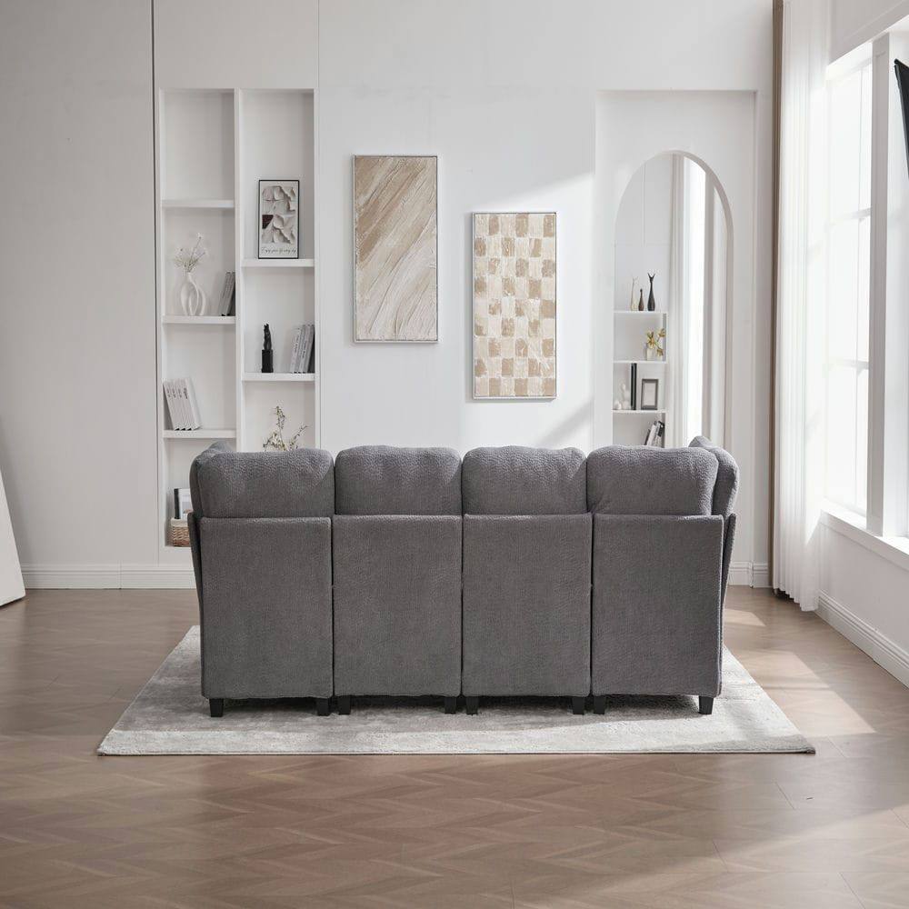 Alt View 6. Kadyn - U-Shaped 6-Seat Sectional, Convertible Modular Design with Chaise and Storage Ottoman, Gray - Gray.